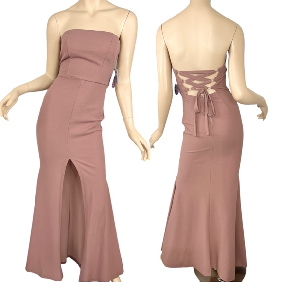 Windsor Formal Maxi Dress Strapless Lace Up Back Gown Mauve Size Small - Picture 1 of 12